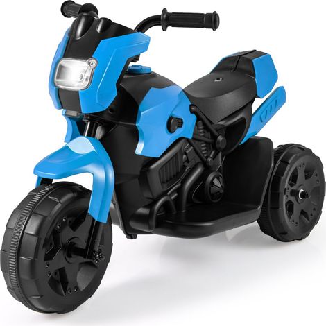 Moto eléctrica infantil de 6 V 3 ruedas 69,5 x 32 x 47,5 cm conducción estable faro LED PP azul 200018752