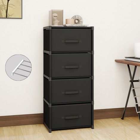 Bedside Table with Fabric Drawers – 4 Tier Storage Unit, Sliding Drawers, Space Saving, Tool-Free Assembly, Organiser for Bedroom or Wardrobe