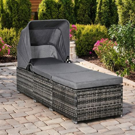 Fauteuil relax en pE Rattan fer Waterproof tissu 195 x 65 x 40 cm (1/5)