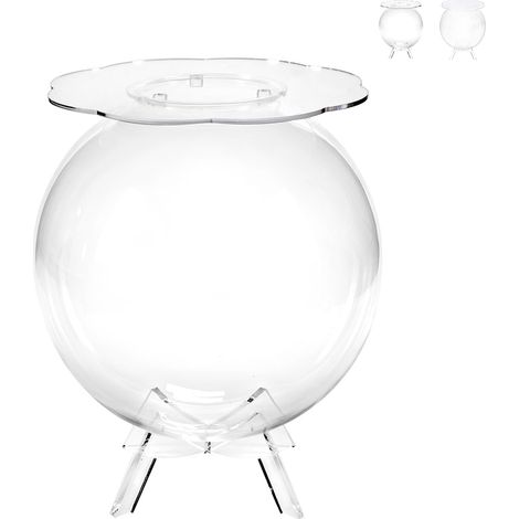 Table basse ronde avec espace de rangement en plexiglas transparent Boollino - Transparent
