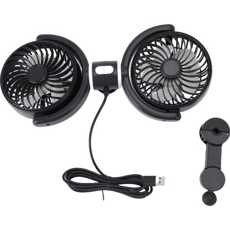 Ventilateurs de voiture USB pour sièges arrière, double tête, rotation à 360°, pour appuie-tête arrière, ventilation électrique (1/5)