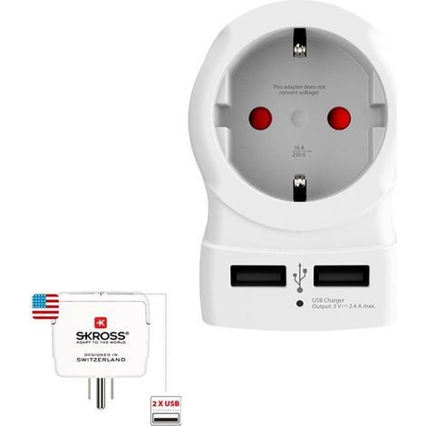 Europa-zu-USA-Adapter mit USB SKROSS 1500281