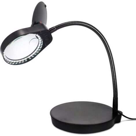 Lampe Loupe sur Pied avec Lentille Verre Optique 3x et 10x Grossissement, Support LED 38 Lumière Blanc, Col de Cygne Flexible 360° et Alimentation USB (1/4)