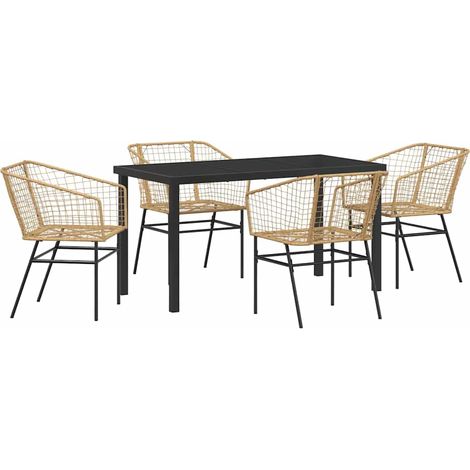 Maison Exclusive - Ensemble de salle à manger pour jardin 5 pcs Marron polyrotin (1/5)