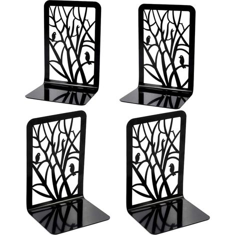 Buchstützen, Buchstützen, Buchstützen für Regale, 2 Paar robuste, rutschfeste Buchstützen aus Metall für Bücher, dekorativer Buchteilerhalter, abstraktes Kunstdesign, Buchstopperständer für Büro, Zuha