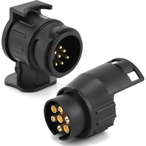 2 - Adaptateur De Remorquage - Prise Électrique - Conversion 13 Broches Vers 7 Et Inverse - Étanche Pour Caravane Camping-car Van - Noir (1/5)