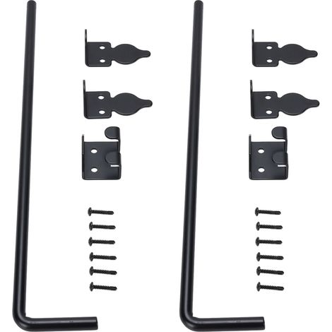 Lot de 2 verrous de portail en bois, tige de verrouillage de 45,7 cm (18 po), quincaillerie robuste, loquet de sol, butée métallique, goupille de portail en fer (1/5)
