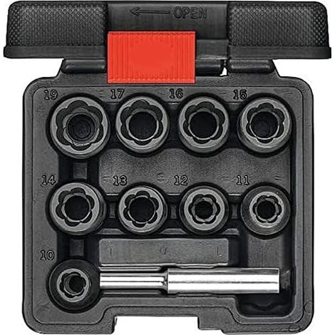 Extractor de ranura helicoidal 1/2, AN 10-19 mm, 10 piezas