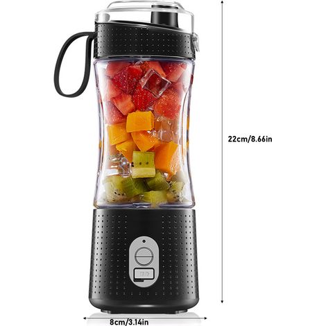 Ortviai Mixeur Portable pour Smoothies et Jus – Batterie Rechargeable 4000 mAh, 380 ml, 6 Lames en Acier Inoxydable (1/4)