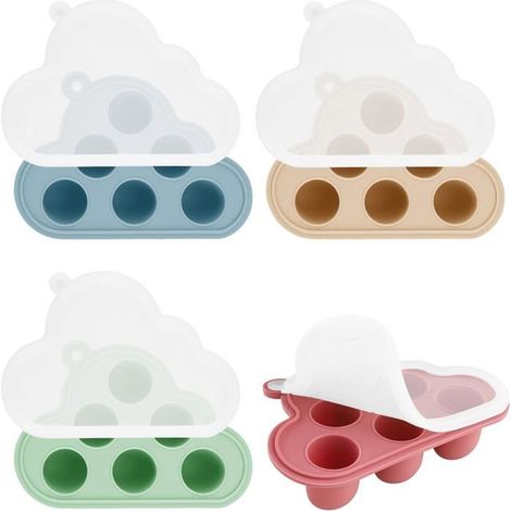 Pot Conservation Bébé en Silicone, 4 Pots Avec Couvercle Pour Diversification Alimentaire Bébé, Conservation Lait Maternel, Petit P (1/5)