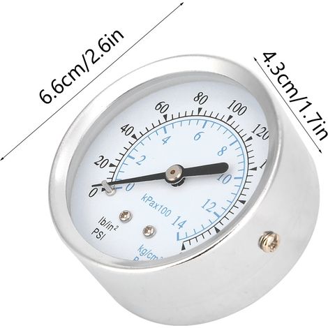 Manomètre à double échelle 0-14 kg/cm² / 0-200 psi, raccord arrière 1/8 NPT (1/3)