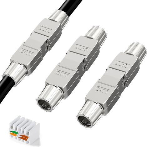 RJ45 Connector Toolless Cat 7 Shielded Modular Plug RJ45 Ethernet Cable Compatible with CAT7 CAT6A CAT5 Cable, LSA Network Cable Connector, Extension Adapter for LAN Laying Cable (6) (3) (1/5)