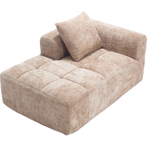 Canapé chaise longue confortable, aucun assemblage requis, canapé moelleux avec coussin, poches latérales pour télécommande et téléphone portable, soigné et élégant, couleur kaki (1/5)