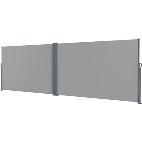 Randaco Seitenmarkise 600 x 180 cm Ausziehbar Windschutz, Sichtschutz für Balkon & Terrasse, Seitenrollo mit Wandhalterung Sonnenschutz - Grau Markise