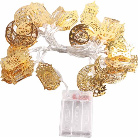 Ramadan Eid Lichterkette, batteriebetrieben, Mond- und Sternenlampe, Mubarak-Mond-LED-Lichterkette für die Dekoration des Ramadan-Festes in Innenräumen (1/5)