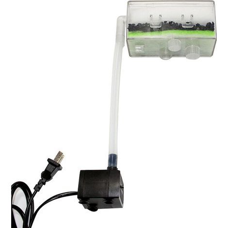 Filtre aquarium suspendu – 5W ultra-silencieux – multicouches 360° – pour nano aquarium ou bassine tortue – transparent