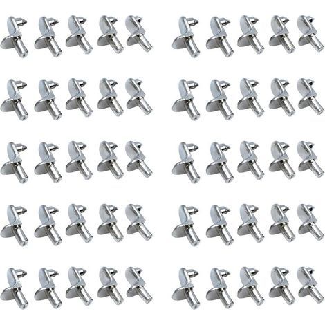 50PCS Taquet etagere Support Étagères de Métal Nickelé Goupilles de Support pour Armoire Bureau Accessoires (1/4)