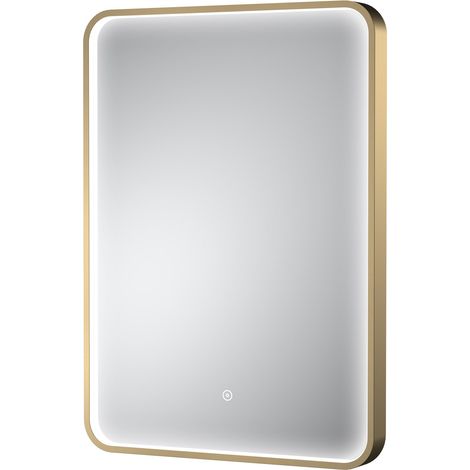 Hudson Reed Pictor Brushed Brass Inset Framed LED Touch Sensor Bathroom Mirror 700mm H x 500mm W (1/2)