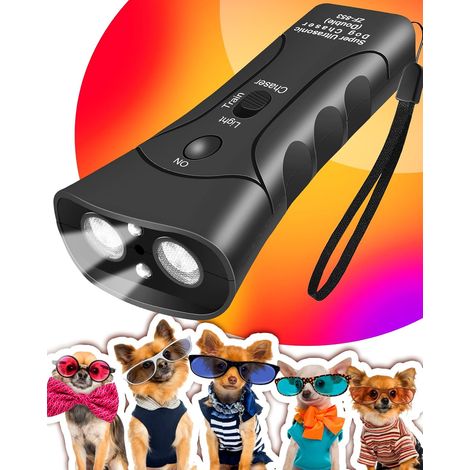 Dispositivo antiladridos para perros, 3 modos y luz LED, sensor ultrasónico dual, antiladridos hasta 10 metros, herramientas de entrenamiento canino, seguro para humanos y perros, portátil, para inter (1/5)
