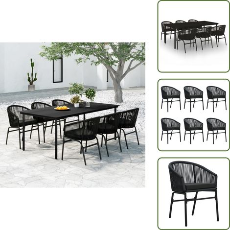 Arredamento da esterno - vidaXL Set da Pranzo da Giardino 7 pz Nero - Tavolo in vetro