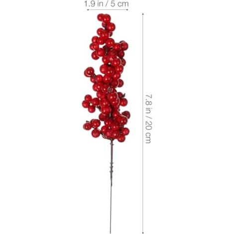 Plantes Artificielles De Noël Baies Rouges Réalistes, 8 Pièces, Tiges Naturelles Rouges, Décoration De Fête pour Sapin Et Guirlande De Noël (1/5)