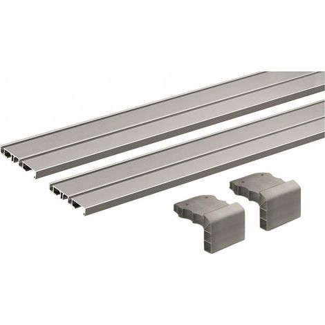 Juego de perfiles deslizantes SlideLine M, 2 vías 2500 mm plateado