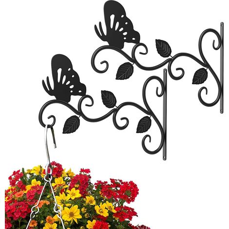 Juego de 2 colgadores para plantas de exterior, perfectos para colgar cestas de flores, ganchos de pared para el jardín. (1/5)