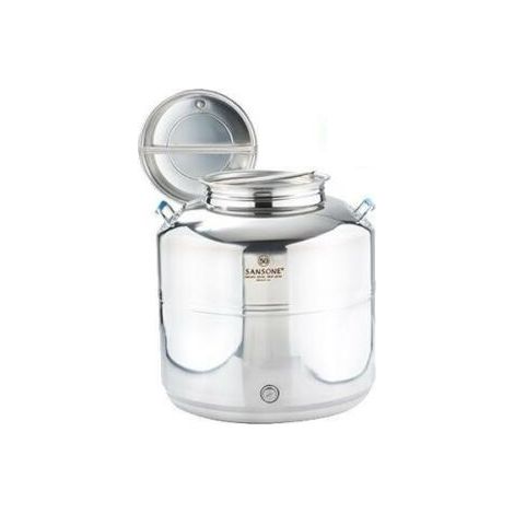Sansone Fusto Bidone Olio Europa Acciaio inox con predisposizione 50 LT + RUBINETTO (1/4)