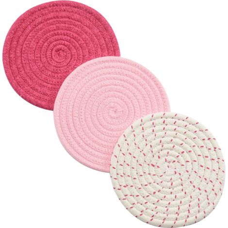 Hot Pad - 100% Cotton Thread Weave - Heat Resistant Kitchen Coaster Set - For Oven Stove Use - Diameter 7 Inches - Set of 3 (1/5)