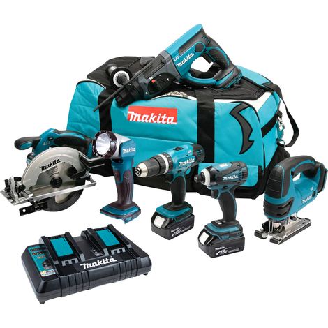 Makita DLX6068PT 18v 6 Piece Kit 3 x 5.0Ah Li-ion Twin Port Charger