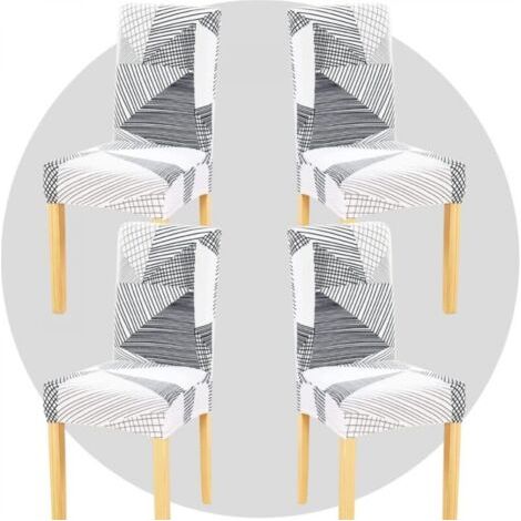 Lot de 4 housses de chaise extensibles imprimées, lavables et amovibles, pour cuisine, hôtel et restaurant (1/5)