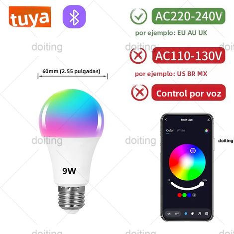 Ampoule LED intelligente Bluetooth E27 (220 V, 9 W) avec variateur de couleur RGB et contrôle de l'intensité lumineuse (1/5)