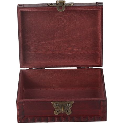 Coffre en bois ancien style européen fait main, boîte de rangement pour bijoux, décoration vintage, coffret trésor en bois massif. (1/5)