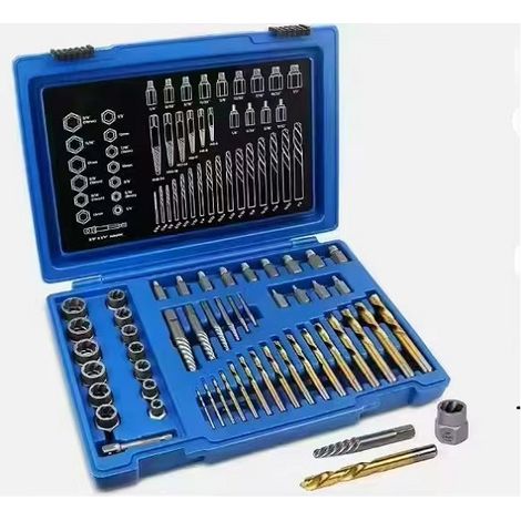 Coffret douille extracteurs de boulons antivol, extracteur d'ecrou endommagés Cr-Mo Matériau 8-19mm 49pcs (1/5)