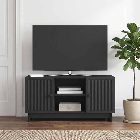 Meuble TV vintage avec rangement en bois d’ingénierie noir 102 x 34,5 x 50 cm - PANGIVO (1/5)