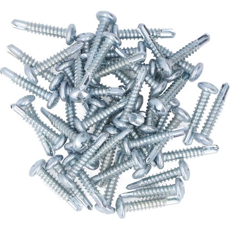 50 vis cruciformes autoperceuses en acier au carbone galvanisé, tête ronde 4,8 x 25 mm (1/5)