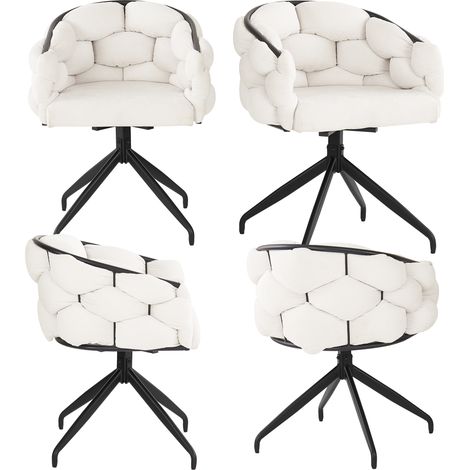 Lote de 4 sillas giratorias 360°, sillas de comedor con respaldo, tejido de terciopelo beige (1/5)