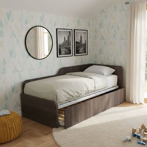 Divano letto sagomato 80x190 con letto estraibile e sollevabile - Olmo jerez scuro