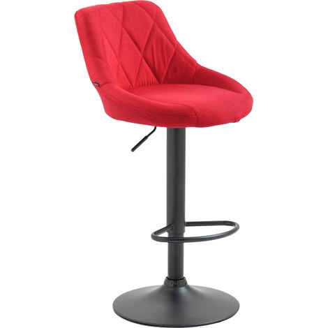 Sgabello da bar girevole x1 regolabile in altezza tessuto rosso con cuciture decorative struttura in metallo nero 100005930