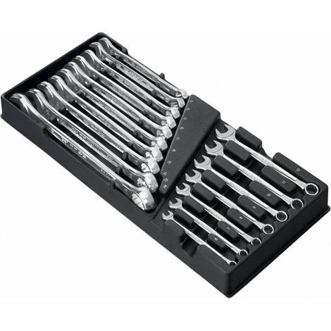 Facom – Jeu de clés mixtes 17 pièces – Hexagone de manœuvre 6 – Longueur 24 mm – Pour travaux de précision (1/2)