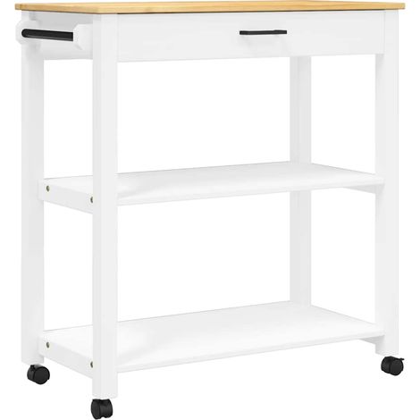 Chariot de cuisine,Chariot de Service,Desserte Cuisine MONZA 84x40x90 cm bois massif de pin CFW57962 (1/5)