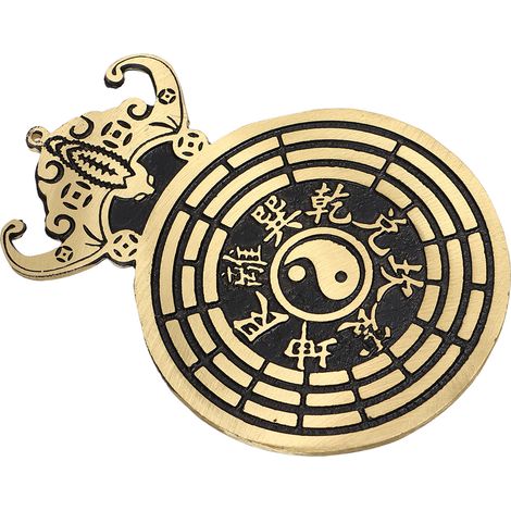Bagua (Huit Trigrammes) - Décoration portable en laiton sur le thème de la chauve-souris - Petit objet de décoration Feng Shui porte-bonheur - Cadeau de pendaison de crémaillère