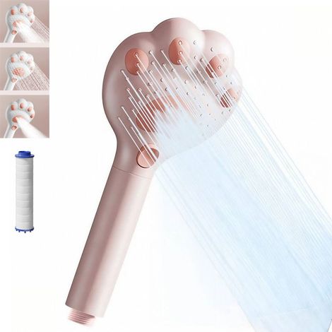 Pommeau de Douche Économiseur d'Eau avec Boost Pressure - Design Patte de Chat, 3 Jets - Filtre Anti-Calcaire (1/5)