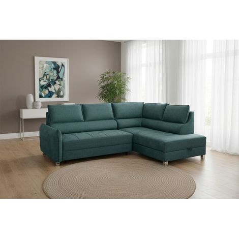 Ecksofa Schlafsofa Sofa MARNO in Stoff Chill Me Grün Ottomane Rechts (1/5)