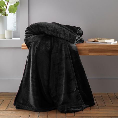 Manta extragrande negra Raschel Velvet Touch de 200x230 cm. (1/5)