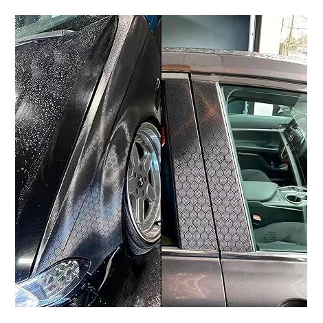 Honeycomb Design Car Film, Carbon Cover Film, Hexagonal Honeycomb Design, Glossy Matte Interior and Exterior, Tuning Adhesive Vinyl with Air Channels (30 x 152 cm) (1/4)