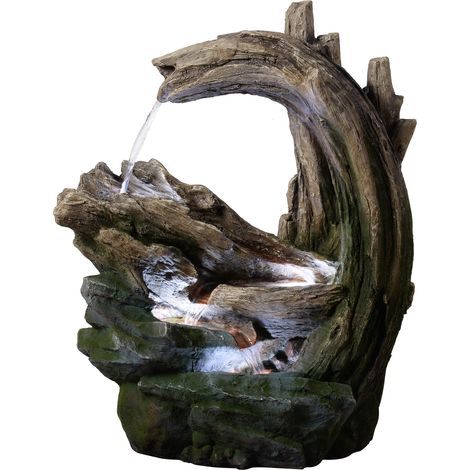 Teamson Home fontaine jardin extérieure 82 cm ruisseau forêt LED gris