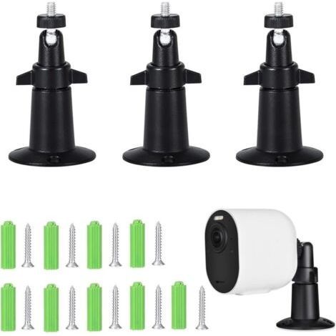 Support Mural de Caméras de Sécurité, 3 Pièces pour Caméra de Sécurité Support, Pivotant à 360 Degrés, pour Caméra de Support, pour Système de Surveillance à Domicile, Noir