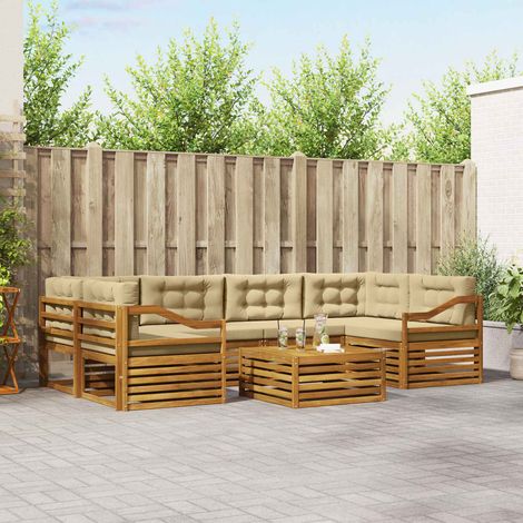 vidaXL Outdoor-Sofagarnitur mit Kissen 7 pcs Natur und Beige (1/5)