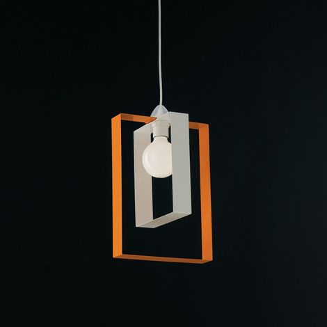 Moderner Pendelleuchter aus Weiß-Orange-Eisen 25Xh.40 cm
